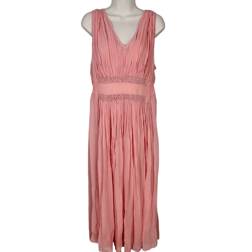 Sundance Pink Pleated Midi Dress